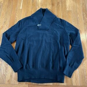 Banana Republic BR Wool Sweater Mens Size XL Black Snap Shawl Neck Ultra Soft